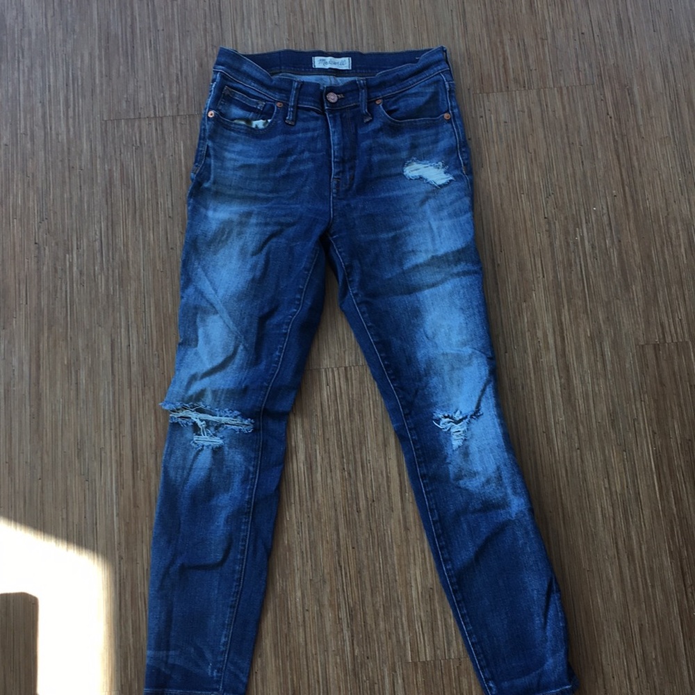 High waisted distressed blue jeans from Madewell